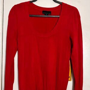 Attention Red Scoop Neck Knit Sweater – Size Large